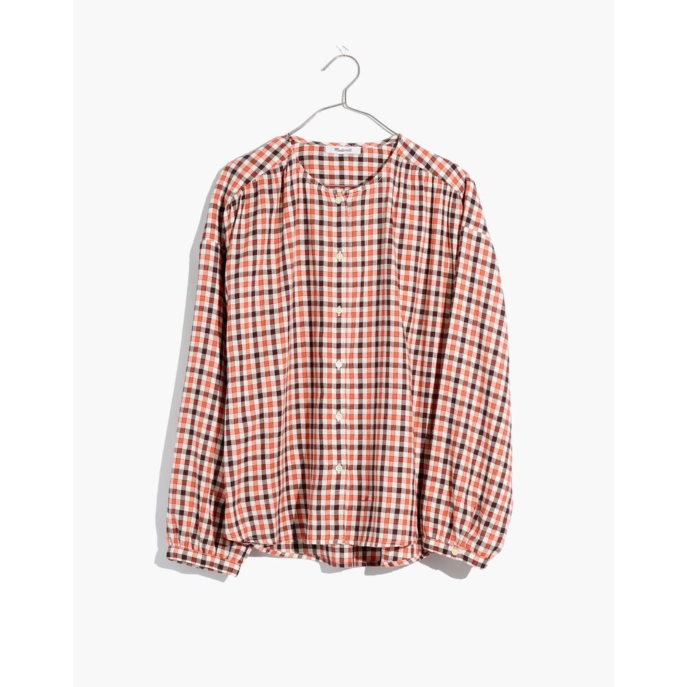 Madewell | 100% Cotton Meadow Shirt in Orange + Brown Check | Size XS